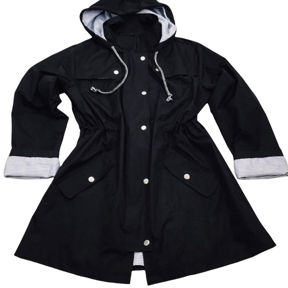 Women’s Front Zipper + Snaps Hooded Rain Jacket Fully Lined Black Size L… - Picture 12 of 16